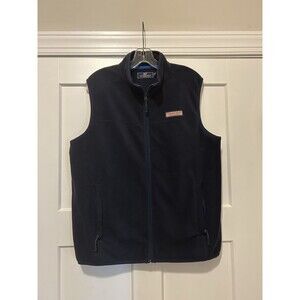 Vineyard Vines Vest Mens Size Medium Navy Blue Casual Outdoors Full Zip Fleece